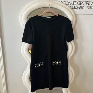 Zara Black suede mini dress with rhinestone detailing